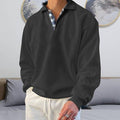 Men's Solid Color Patchwork Sweatshirts Long Sleeve With Button Down