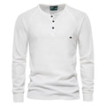 Men's Solid Waffle Raglan Sleeve Henley Collar T-Shirt