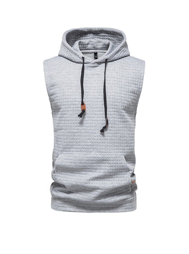 Men's Jacquard Small Check Pullover Hoodie Vest