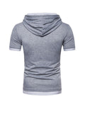 Vincent Solid Color Fake Two-piece Short-sleeved Hooded T-shirt