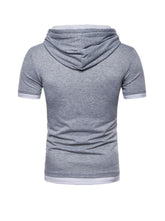 Vincent Solid Color Fake Two-piece Short-sleeved Hooded T-shirt