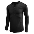 Men's Solid Color Henley Collar Long Sleeve T-Shirt