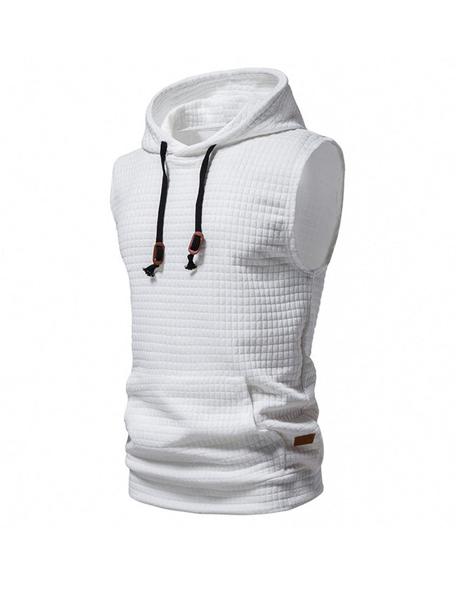 Men's Jacquard Small Check Pullover Hoodie Vest