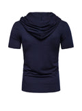 Men's Lace-up Short Sleeve Hooded T-shirt