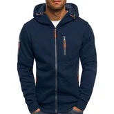 Men's Fleece Solid Color Hoodie Zip Front Hooded Sweatshirt