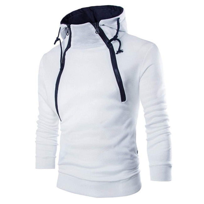 Men's Stand Collar Solid Color Zip Hoodies Sweatshirts