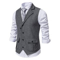 Men's Vintage Lapel Herringbone Tweed Suit Vest