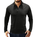 Men's Stand Collar Zip Solid Color Long Sleeve T-Shirt
