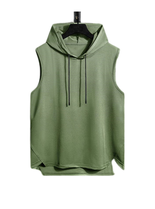 Ryan Drawstring Hooded High Low Hem Tank Top