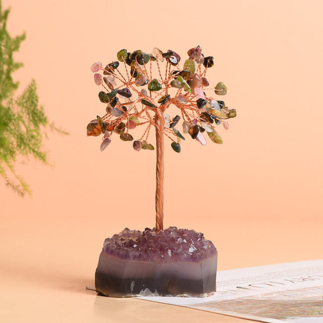 Natural Amethyst Cluster Base Fortune Tree Decoration