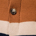 Men's Stand Collar Cotton Contrast Striped Cable Cardigan