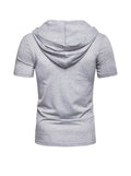 Men's Lace-up Short Sleeve Hooded T-shirt