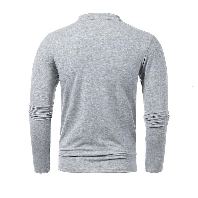 Men's Henley Jersey Patchwork Long Sleeve T-Shirt