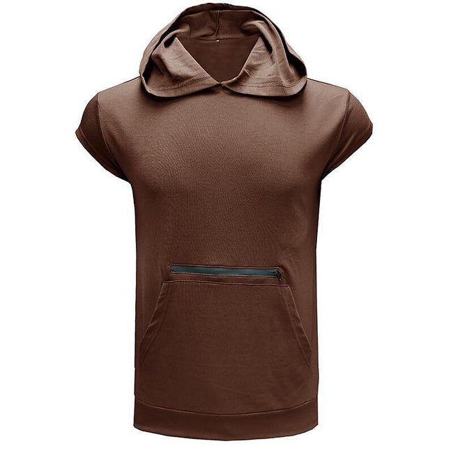 Men's Solid Color Casual Zipper Sports  Hoodie Tank Top
