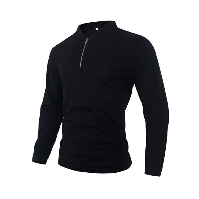 Men's Half Zip Texture Stretch Baseball Collar Long Sleeve Tracksuit