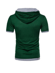 Vincent Solid Color Fake Two-piece Short-sleeved Hooded T-shirt