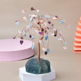 Natural Crystal Stone Base Three-color Fortune Tree