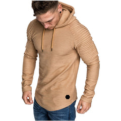 Men's Textured Solid Color Raglan Sleeves Pullover Hoodies Soft Breathable