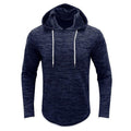 Men's Patchwork Slub Yarn Hooded Long-sleeve T-shirt