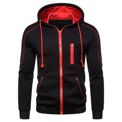 Men's Contrast Zip-up Drawstring Hoodie Sweatshirts