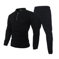 Men's Half Zip Texture Stretch Baseball Collar Long Sleeve Tracksuit