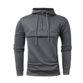 Men's Half Zip Pocket Solid Color Casual Sports Drawstring Hoodie
