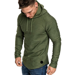 Men's Textured Solid Color Raglan Sleeves Pullover Hoodies Soft Breathable