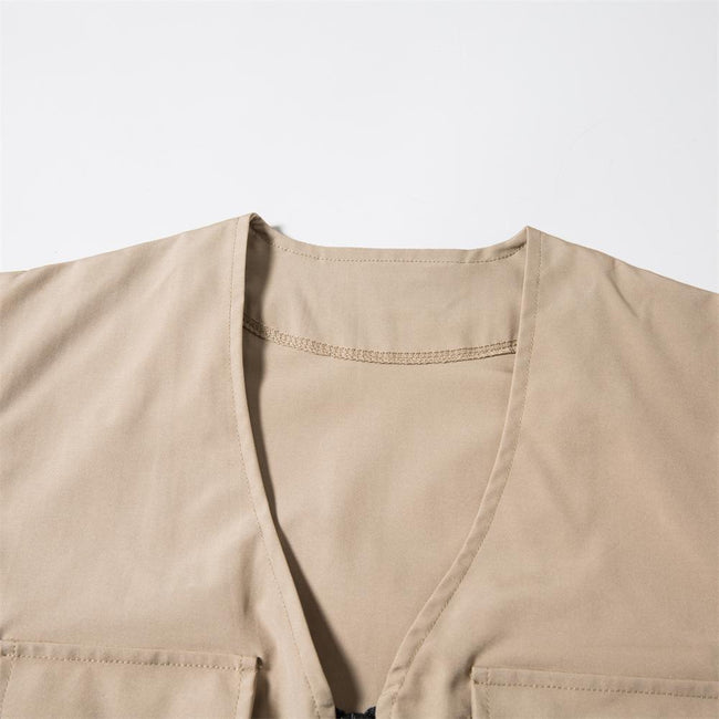 Men's Summer Japanese Sleeveless Fitness Vest Beach Sports Zipper Vest