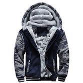 Men's Fleece Solid Color Hoodie Zip Front Hooded Sweatshirt
