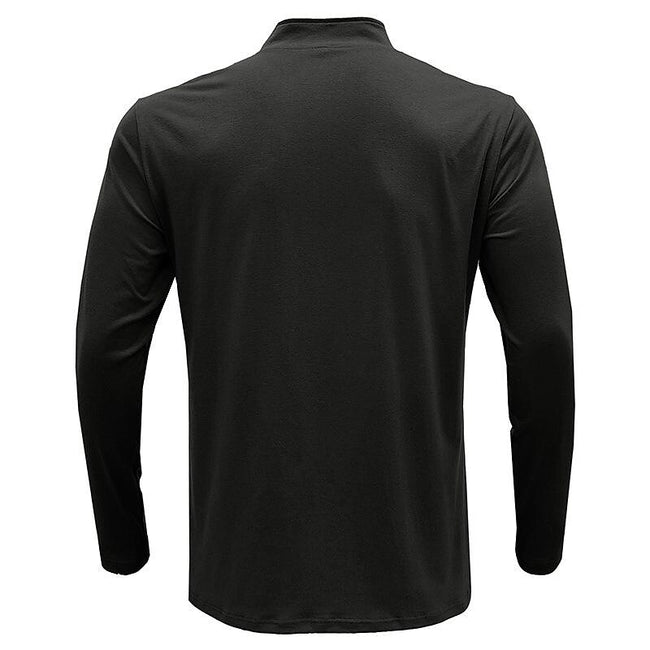 Men's Stand Collar Zip Solid Color Long Sleeve T-Shirt