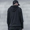 Men's Shoulder Tie Hooded Sweatshirt with Thumb Holes on Sleeves