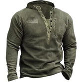 Men's Henry Button-Up Fleece Thermal Tactical Sweatshirt