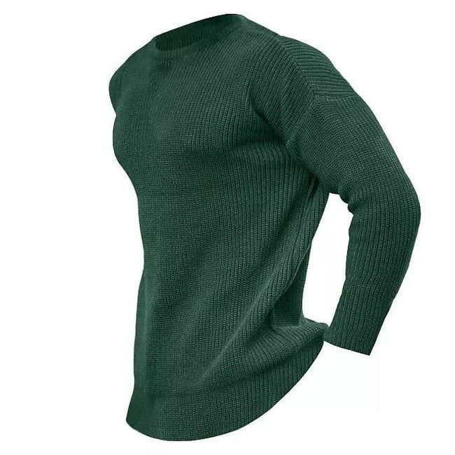 Men's Solid Color Crew Neck Pullover Knit Sweater