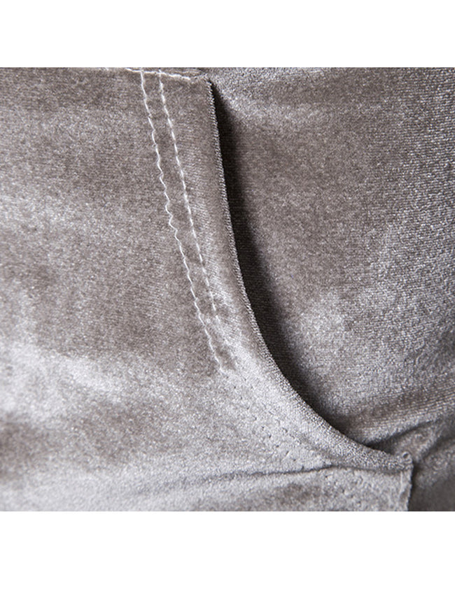 Men's Velvet Solid Color Pullover Hoodie Sweatshirts