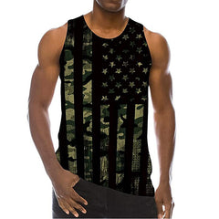 Men's 3D Print Striped Crew Neck Daily Vest