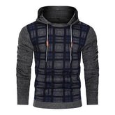Men's Pullover Color Block Jacquard Check Pattern Hooded Sweater Basic Vintage Style Outdoor Sport