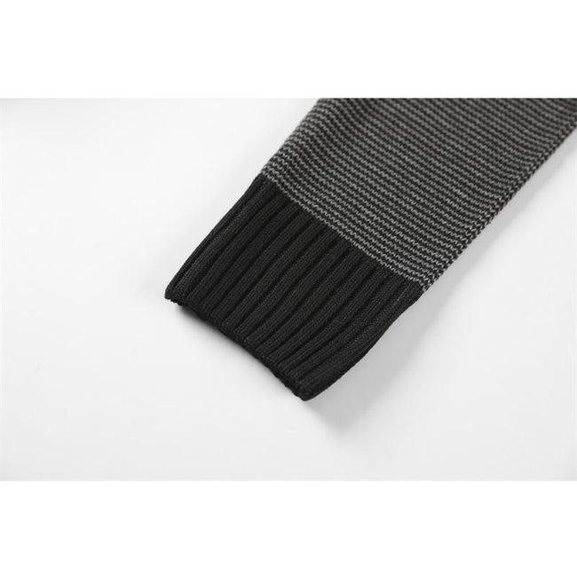 Men's Contrast Neck And Hem Slim Fit Crew Neck Pullover Sweater