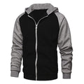Men's Contrast Color Zip-up Hooded Fleece Cardigan Sweatshirt