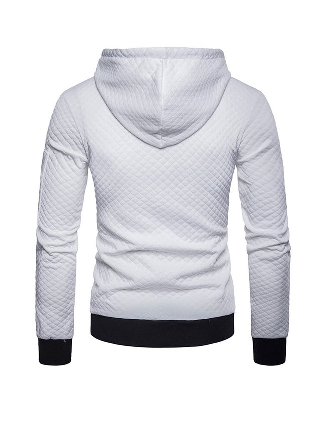 Men's Jacquard Small Check Hoodie Sweatshirt Jacket