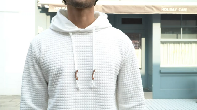 Men's Jacquard Small Check Pullover Basic Hoodie Sweatshirt