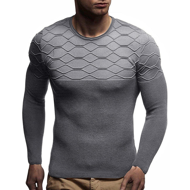 Men's Casual Solid Color Round Neck Pullover Sweater