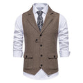 Men's Vintage Lapel Herringbone Tweed Suit Vest