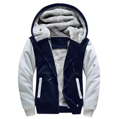 Men's Fleece Solid Color Hoodie Zip Front Hooded Sweatshirt