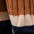 Men's Stand Collar Cotton Contrast Striped Cable Cardigan