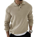 Men's Lapel Button Up Waffle Texture Sweater
