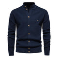 Men's Texture Pattern Stand Collar Knitted Cardigan