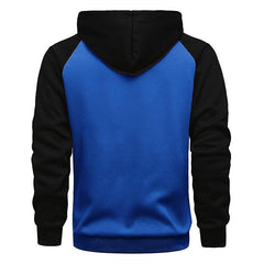 Men's Contrast Color Zip-up Hooded Fleece Cardigan Sweatshirt
