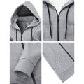 Men's Hooded Solid Color Drawstring Pocket Special Design Zip Sweatshirt Casual Retro
