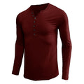Men's Solid Color Henley Collar Long Sleeve T-Shirt