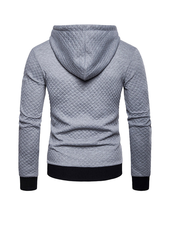 Men's Jacquard Small Check Hoodie Sweatshirt Jacket